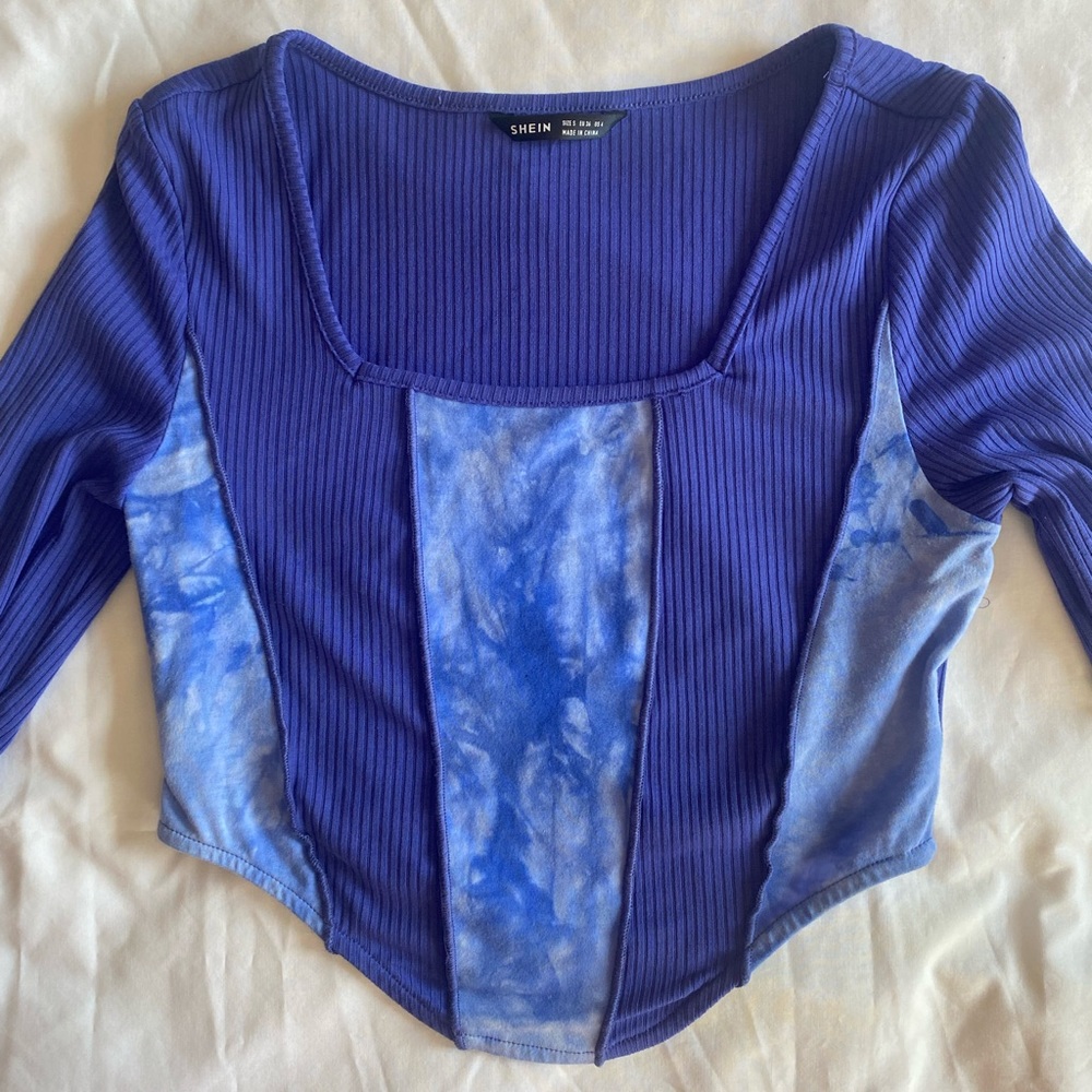 Corset cut duo print shirt